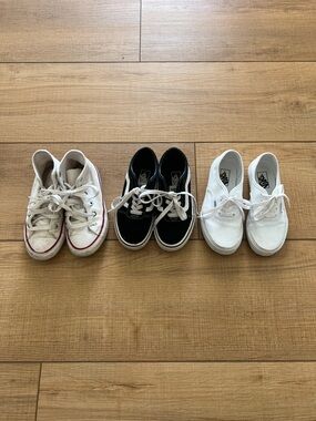 3 Pairs of Kids Canvas Sneakers - White & Black Mix